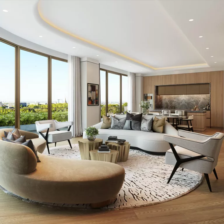 Living Room with dinning and kitchen